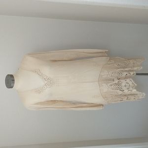 Johnny Was Lace-Embellished Rayon Tunic.  Size Small.  New Without Tags.